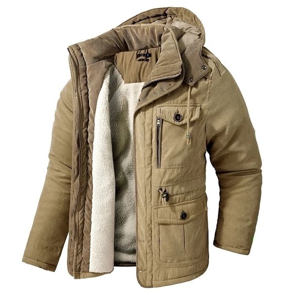 

mens jackets mens thick jacket winter warm parkas fleece liner outwear coats hooded male military warm multipocket windproof overcoats 22092, Black;brown