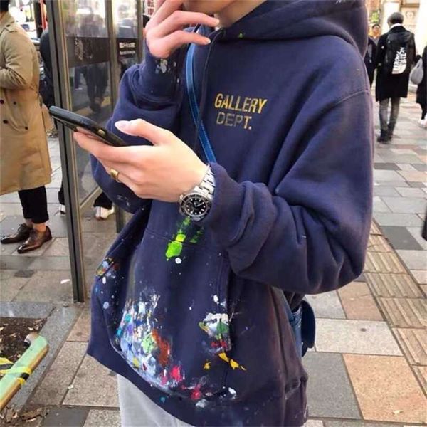 

men's hoodies sweatshirts fashion galleryes casual dept european splash graffiti american high street autumn loose women's cotton, Black