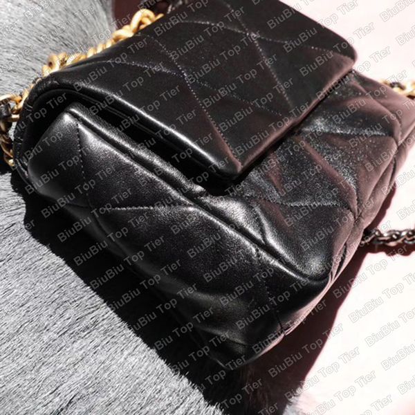

10a tier quality 19 flap crossbody designer bags luxury designer women handbag gold chain shoulder purse lambskin leather envelope black wal