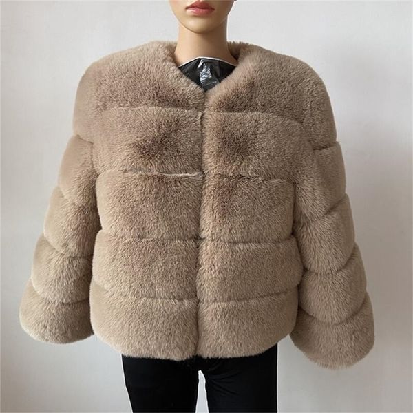 

women's fur faux coat women winter coats fashion ry jackets elegant thick warm outer parkas clothes fake woman jacket 220928, Black