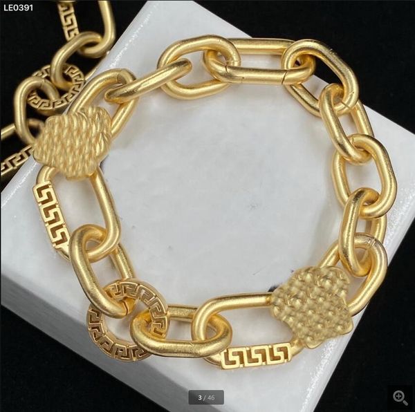 

designed womens thick chain choker necklaces bangle sets greece meander banshee medusa portrait pattern bracelets designer jewelry sets bmsa, Black