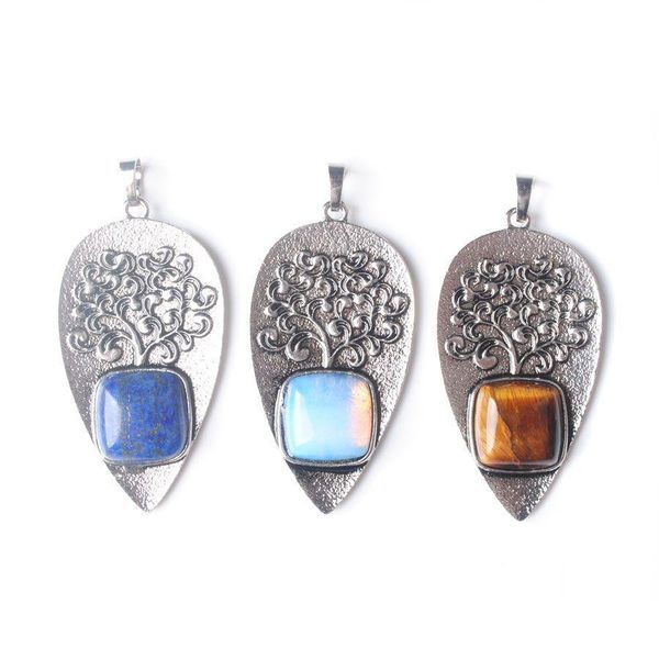 

pendant necklaces natural stone pendant square shape quartz aventurine pendum carrot iron slices charm for necklace jewelry lulubaby dh3w6, Silver