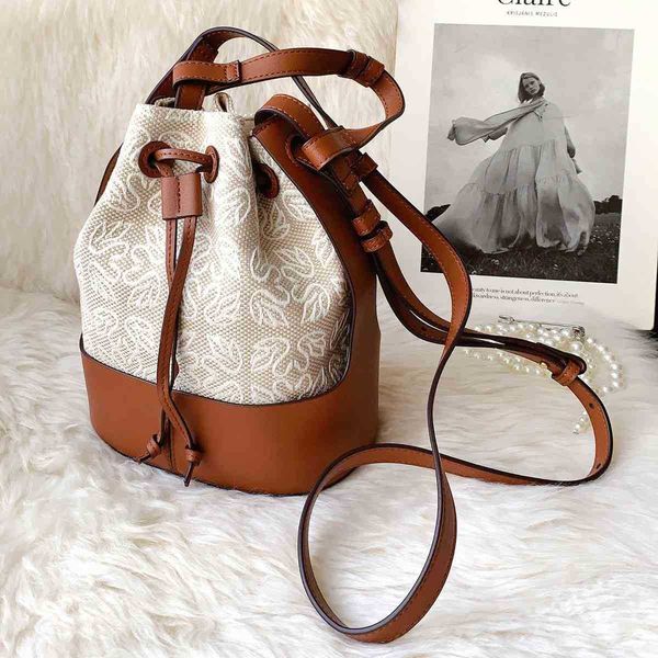 

designer handbags loews luo's drawstring bucket portable messenger contrast color advanced feeling fashion ins small women's canva