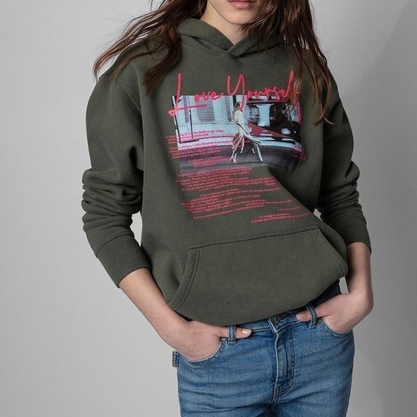 

women's hoodies sweatshirts letter print women's casual hooded sweatshirt fashion allmatch loose cotton hoodies pullover 220928, Black