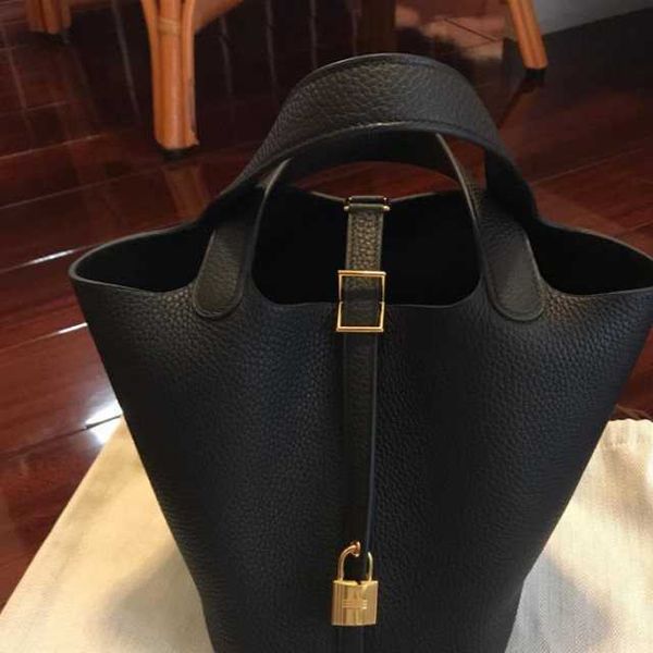 

leather original quality handbag hemees picotins designer bags lock bag bag new fashion leather h food basket women's soft cowhide togo