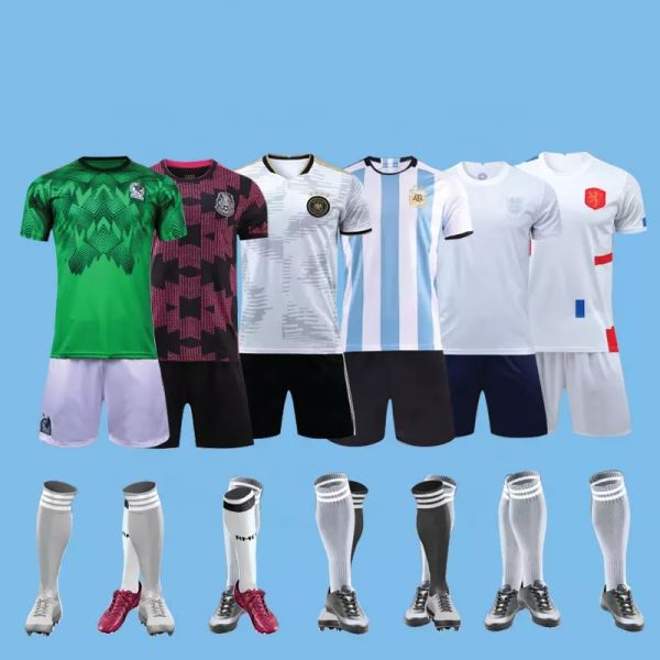 

2022 world cup fans custom football jersey quick dry polyester sportswear men soccer wear set, Black