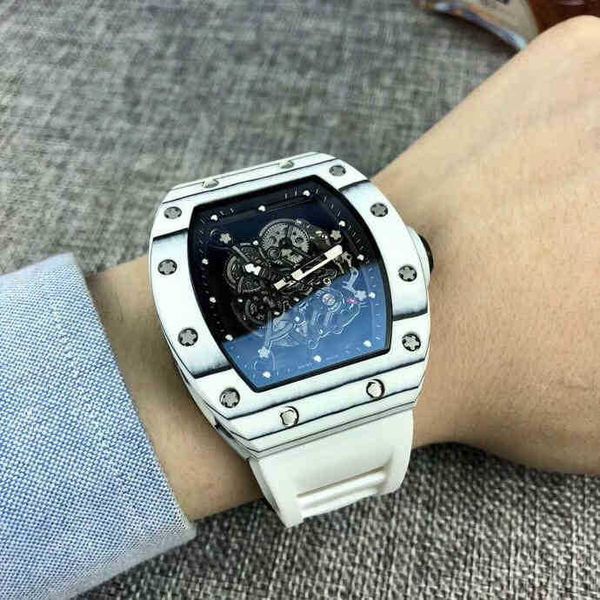 

watches wristwatch luxury richa milles designer men's fully automatic mechanical watch carbon fiber hollow out personalized tape waterp, Slivery;golden