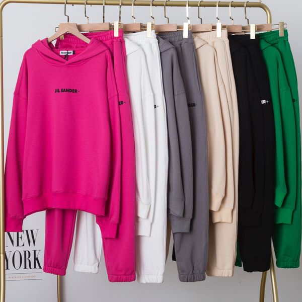 

fall 2022 new women's sportswear women's hoodie op37 letter two-piece set of solid color string label chain, Black