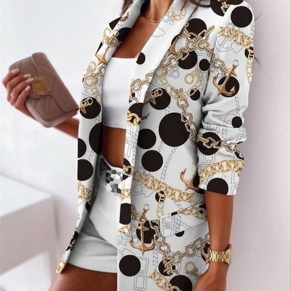 

women's suits blazers office lady blazer long-sleeved elf-cultivation coat printed clothing for cardigan coats 220929, White;black