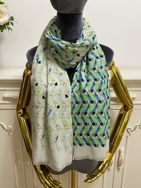 

women long scarf scaves shawl goodquality 100% wool print bird pattern size 180cm -65cm, Blue;gray
