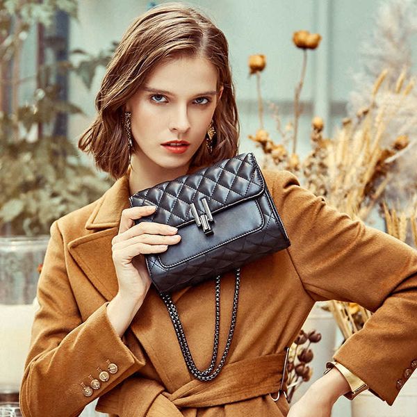 

drawstring 2022 leather women's bag messenger new shoulder bag summer fashion lingge chain leather women's