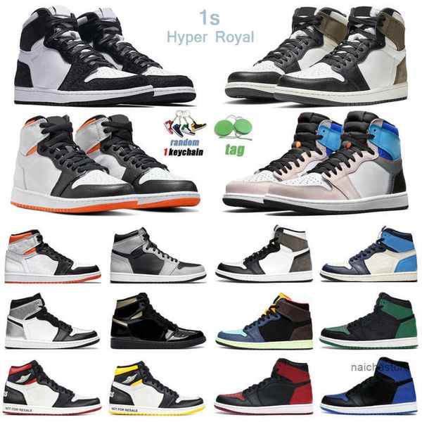 

ale 1s hyper royal high og basketball shoes men women 1 seafoam pollen military blue electro orange dark mocha mens t air shoe jorda, Black