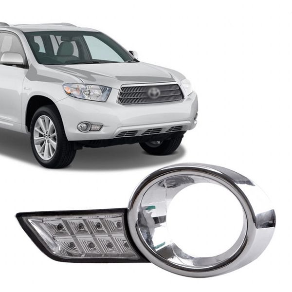 

auto-tech 1 pair led daytime running fog lights with white color replacement for toyota highlander 2009-2011