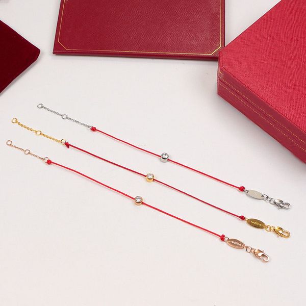 

fashion classic designer diamond rope bracelet three round circle charm double fabric rope chains bracelets for man and women jewelry access, Black