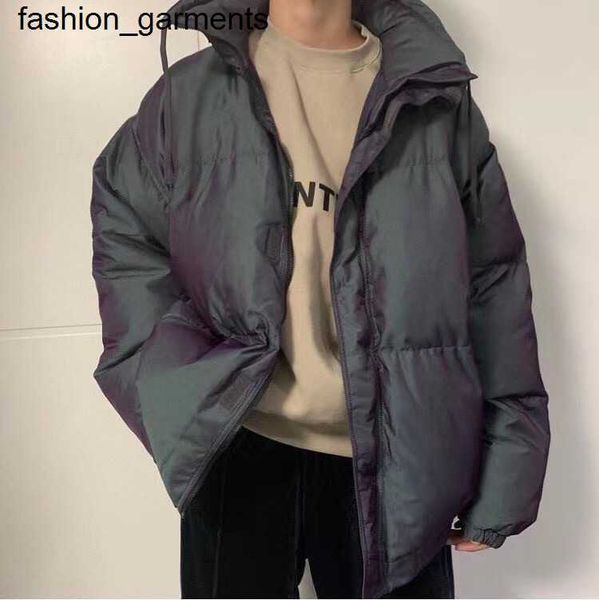 

dsigner men's essential reflective warm laser cotton jacket men women, Black