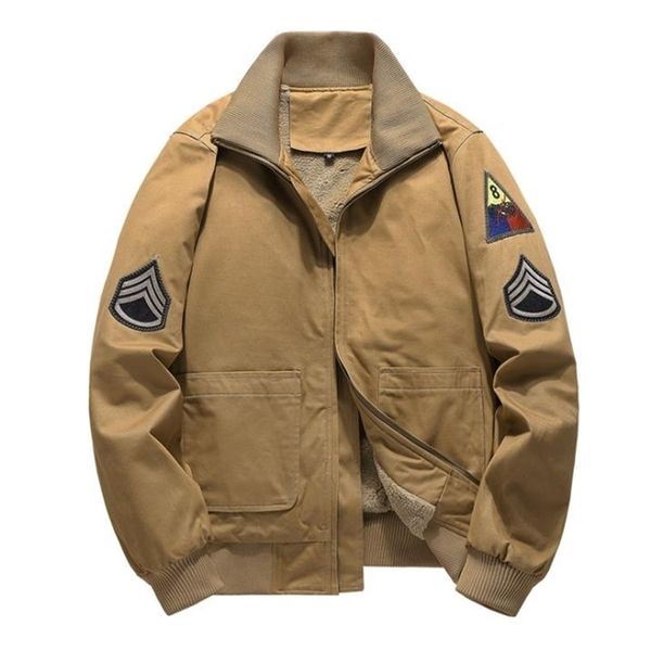 

mens jackets stand collar embroidery bomber jacket men coat military fleece jacekts for man fury tank jacket thick windbreaker plus size 6xl, Black;brown