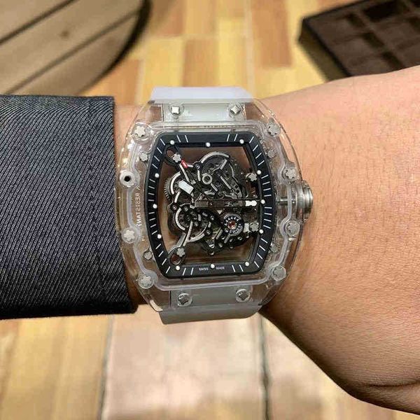 

luxurious aaaaa watch richa millies mechanicla watches skeltondesigner wristwatch rm055 automatic mechanical crystal case men's, Slivery;brown