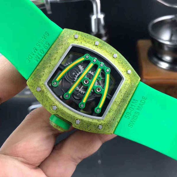

luxury watch richa milles mechanical watch luxury wine barrel watch rm59-01 carbon fiber tape men's esqq, Slivery;black