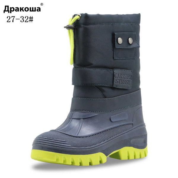 

boots apakowa winter boys snow boots children' shoes waterproof mid-calf winter warm plush fashion boots for boys eu 27-32 t220928, Black;grey