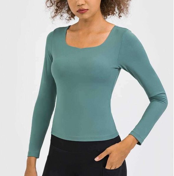 

LU-135 Sports Long Sleeved Women Top High Elastic Fitness Yoga Gym Clothes Running Casual Shirt, Black
