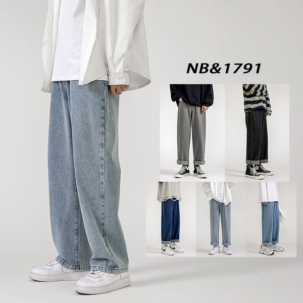 

men's jeans spring wideleg jeans men's fashion casual korean jeans men streetwear loose hiphop straight denim trousers mens s2xl 2, Blue