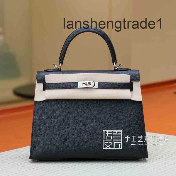 

2023 pure designer handbags manual wax thread sewing bag epsom pikelli women's herme black kl25cm silver buckl tkow 7p4e