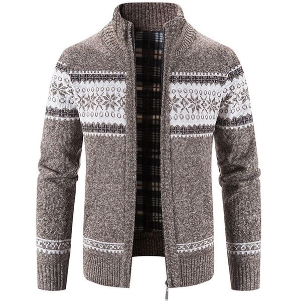 

men's sweaters casual men's loose sweater autumn and winter coat stand collar color matching printed cardigan 220928, White;black
