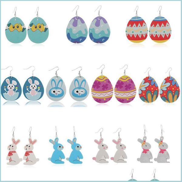 

dangle chandelier new pu leather earrings drop shape easter egg rabbit charm dangle fashion creative women girl jewelry delivery 2021 otwlv, Silver