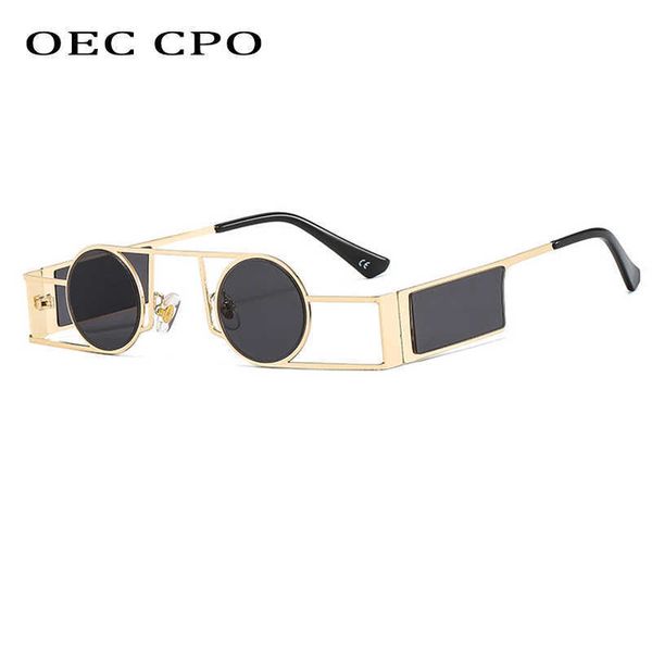 

oec cpo punk men sunglasses vintage women retro round sun glasses female unique metal steampunk eyewear uv400 oculos 0928, White;black