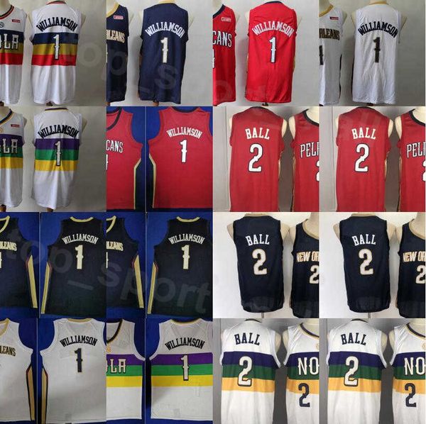 

edition earned city lonzo ball jersey 2 zion 1 men basketball all stitched team color white red navy blue breathable high quality, Black;red