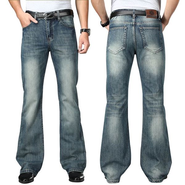 

men's jeans big flared jeans men boot cut denim pants high waist comfortable designer classic loose casual blue trousers size 28 40 220