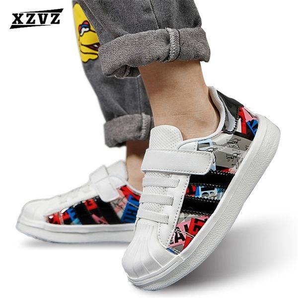 

sneakers xzvz kids lightweight children's shoes md shock absorption non-slip sole casual pu leather upper boys 220928, Black;red