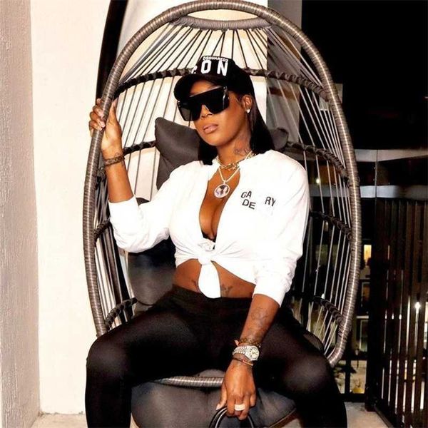 

2022 fall women long sleeve t-shirt slim fit tee split lace up print cardigan s-xl, White