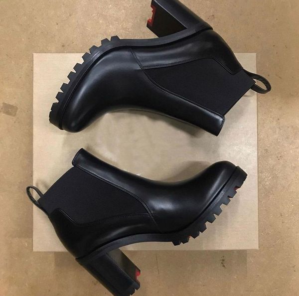 

famous design lug sole red boton ankle boots women booty black genuine leather ladies bottes luxurious brands reds sole booties capahuttas