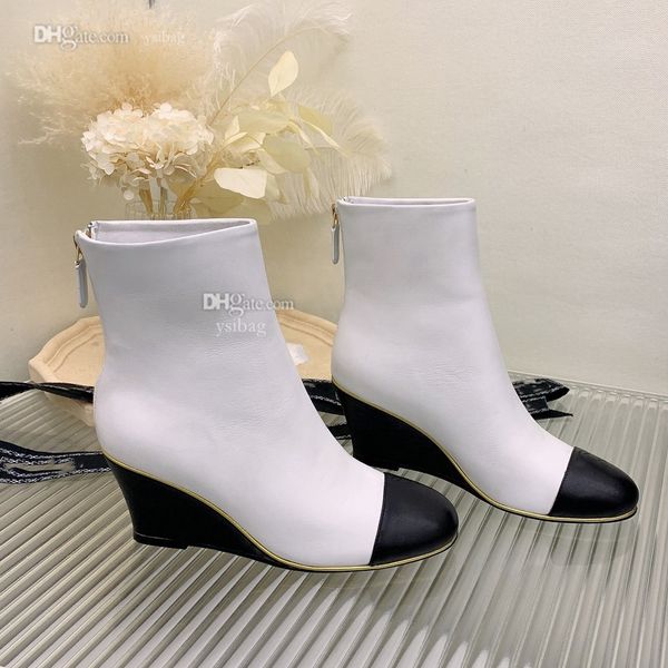 

winter designer ankle boots leather booties women fashion luxury heel boot channel woman, Black
