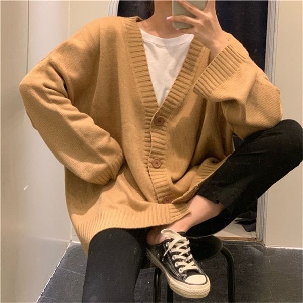 

women's knits tees woman sweaters cardigan coat women's loose button knitted cardigan women's loose vneck sweater 220928, White