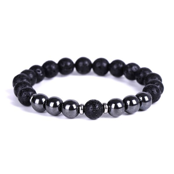 

8mm natural stone handmade beaded strands charm bracelets for men women elastic bangle party club energy jewelry, Black