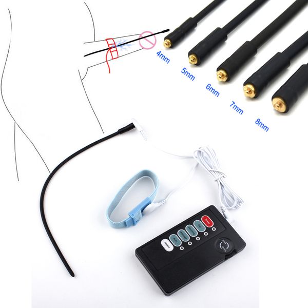 

sewing notions electric shock peni ring urethra plug kitselectro stimulation horse eye stick cockring for men urethra catheter dilator sexto, Black