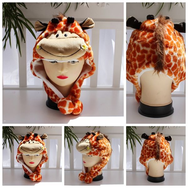 

150pcs cartoon ear muffs funny animal hat and kids cute moving plush hats party, Blue;gray