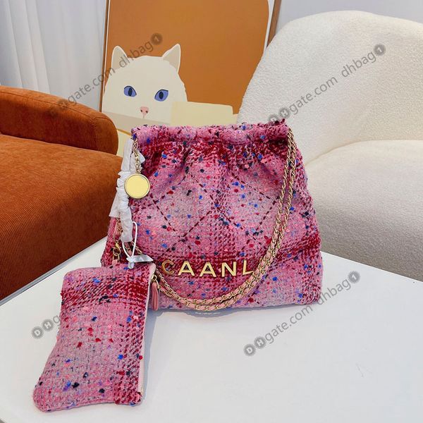 

french designer 2022 tweeds tote bag fashion multi color splicing quilted sport outdoor packs handbags large capacity multi pochette coin pu