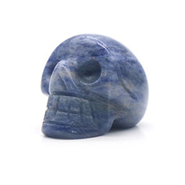 

23mm natural sodalite skull hand carved gemstone fine art sculpture reiki healing stone statue., Black