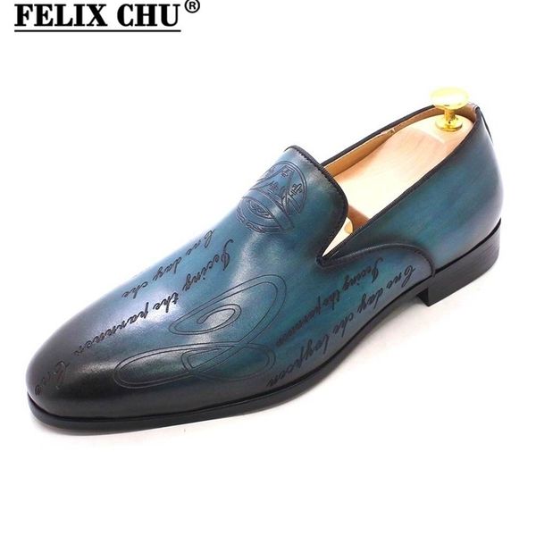 

dress shoes italian style hand painted letter men genuine cow leather formal loafers business wedding 220929, Black