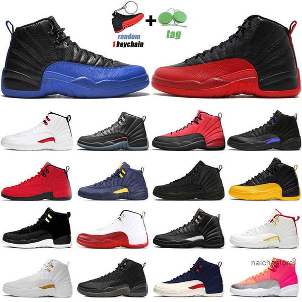 

ale 12s jumpman basketball shoes 12 utility university gold twist dark concord indigo taxi reverse flu game royal mens trai jordon, Black