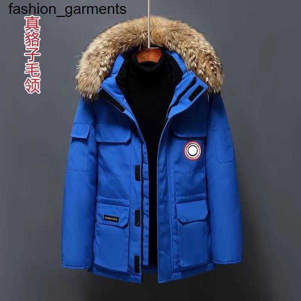 

dsiugner men's season canadas jacket men's medium length gooses winter new working clothes lovers' thick coat, Black