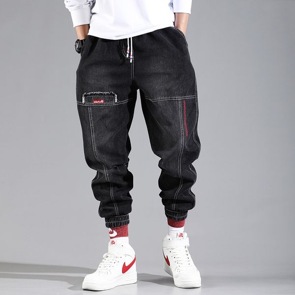 

men's jeans jeans men pants casual cotton denim trousers multi pocket cargo jeans men fashion denim pencil pants side pockets cargo pan, Blue