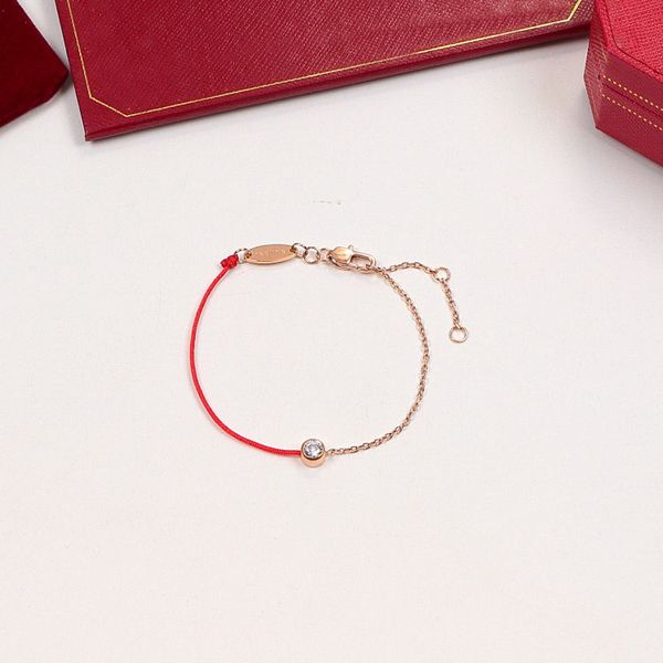 

stainless steel designer bangles single diamond colored rope red thread redline bracelet half chain ropes fashion jewelry lady party gifts, Black
