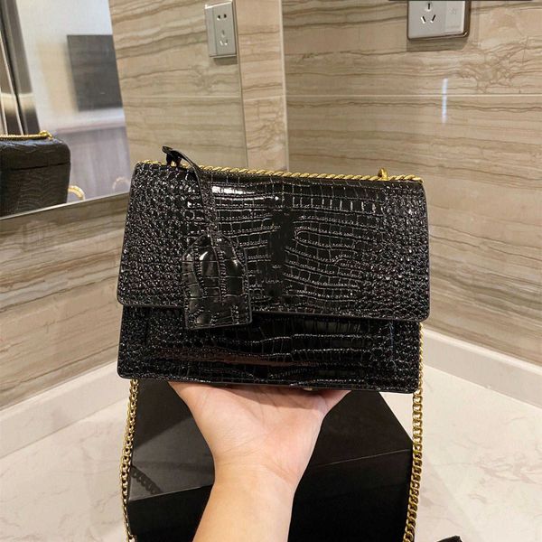 

women bag handbag fashion crossbody genuine leather crocodile pattern chain shoulder bags yb22 messenger clutch cross body