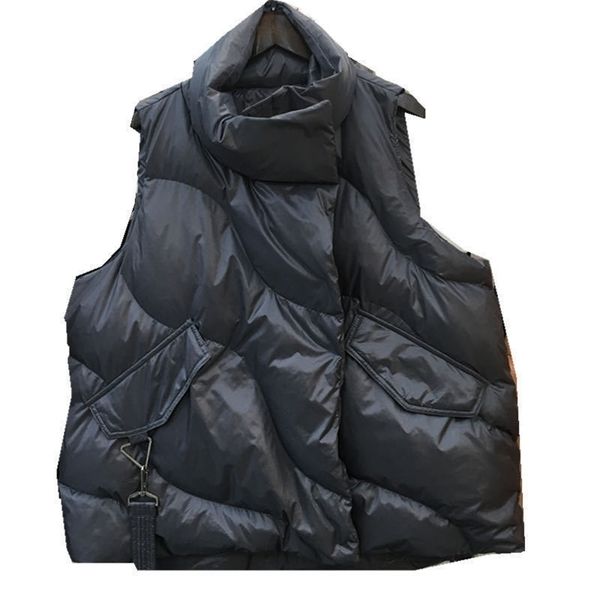 

women's vests cotton black vest coat autumn winter loose lightweight buckle streamer solid sleeveless jacket wasitcoat 220928, Black;white