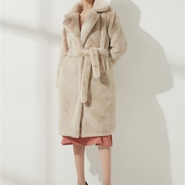 

women's fur faux wixra ladies leather long coats femme pockets soft mink women trendy street style loose short outwear winter 220928, Black