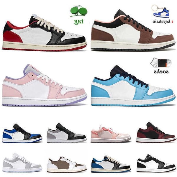 

flat basketball shoes sneakers jogging trainers black toe 1s sports men women jumpman 1 low size 46 se arctic punch bred mocha paint drip 35, Black;white